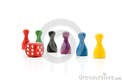 Pawns and dice Stock Photo