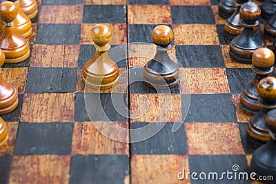 Pawns in opposition Stock Photo