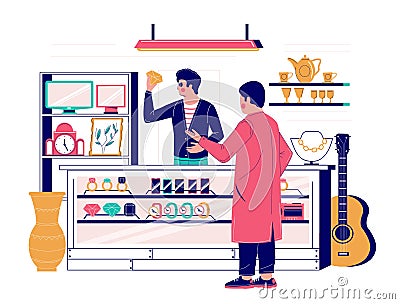 Pawnshop services, vector flat style design illustration Vector Illustration