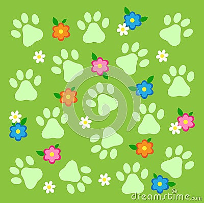 Paws and flowers Vector Illustration