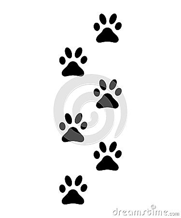 Paws, footprints, silhouette traces of cat, dog sign Stock Photo