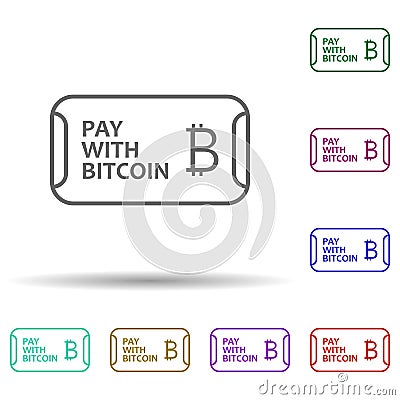 Pay with bitcoin multi color icon. Simple thin line, outline vector of bitcoin blockchain icons for ui and ux, website or mobile Stock Photo