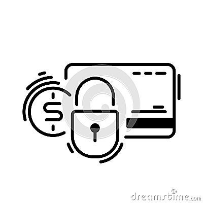 Pay, credit card, protection, secure. Payment methods thin line icon Vector Illustration