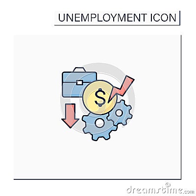 Pay cuts color icon Vector Illustration