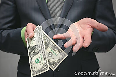 Pay the debt. Not enough money. Payment by invoices. Low salary concept. Stock Photo