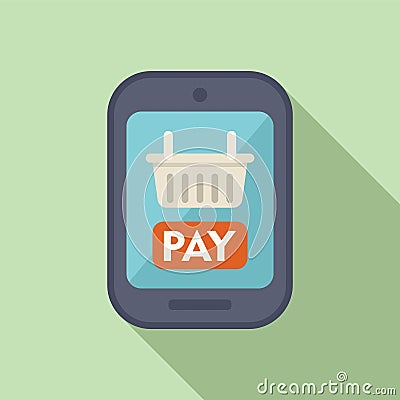 Pay for online basket icon flat vector. Buy new order Stock Photo