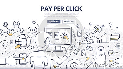 Pay Per Click Doodle Concept Vector Illustration