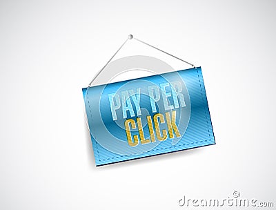 Pay per click hanging banner Cartoon Illustration