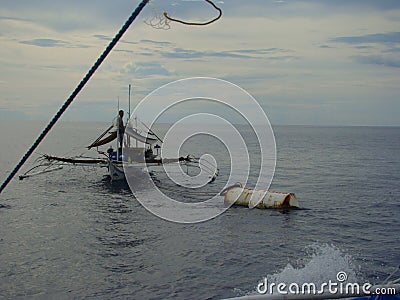 FADs payaos used by the artisanal handline fishery for yellowfin tuna in the Philippines Editorial Stock Photo