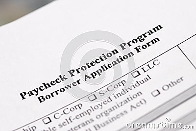 Paycheck Protection Program Borrower Application Form Stock Photo