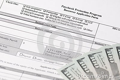 Paycheck Protection Program Borrower Application Form Stock Photo