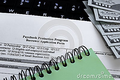 Paycheck Protection Program Borrower Application Form Stock Photo