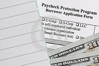 Paycheck protection program. borrower application form Stock Photo