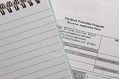 Paycheck protection program. borrower application form Stock Photo