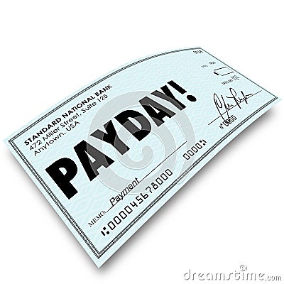 Payday Check Money Payment Earnings Work Compensation Stock Photo