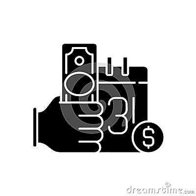 Payday loan black glyph icon Cartoon Illustration