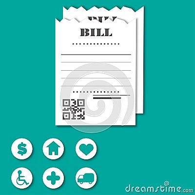 Paying bill. Flat style Vector Illustration