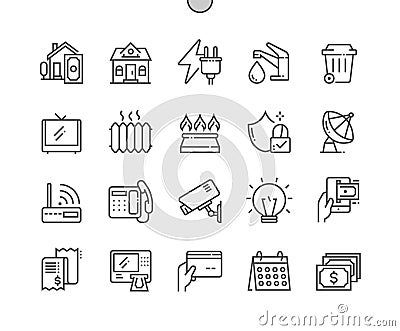 Paying bills. Heating and insurance, security. Vector Illustration