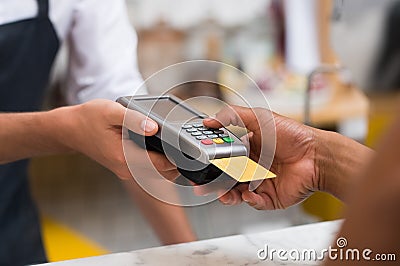 Paying by credit card reader Stock Photo