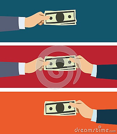 Paying hand money Vector Illustration