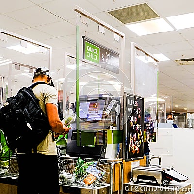 Paying For Shopping At A Self Service Till In John Lewis Waitrose Supermarket Editorial Stock Photo