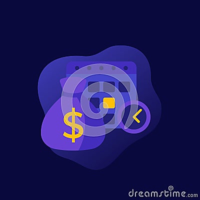 Payment calendar, payday vector flat icon Vector Illustration