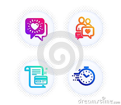 Payment card, Friends chat and Dating chat icons set. Timer sign. Vector Vector Illustration