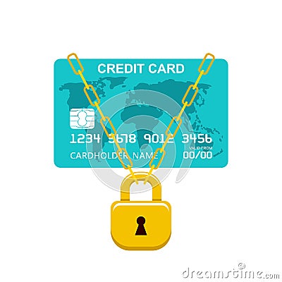 Payment Card Lock. Bank operation Vector Illustration