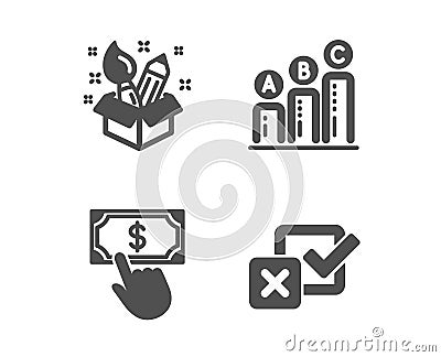 Payment click, Graph chart and Creativity icons. Checkbox sign. Financial transfer, Growth report, Design idea. Vector Vector Illustration