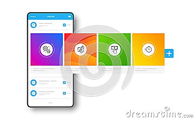 Payment click, Statistics timer and Work icons set. Timer sign. Financial transfer, Growth chart, Settings. Vector Vector Illustration