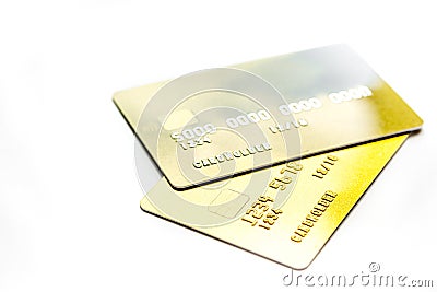 Payment composition with business credit cards at work place white background close up Editorial Stock Photo