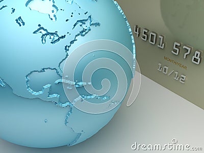 Payment concept. Credit card with a world map Stock Photo