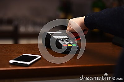 Payment with credit card. EDC machine or terminal Stock Photo