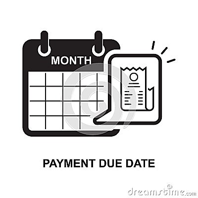 Payment due date icon,bill pay payment plan concept, pay bill deadline reminder. Vector Illustration