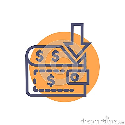 Payment icon. vector perfect Payment icon with money bag and arrow- vector Stock Photo