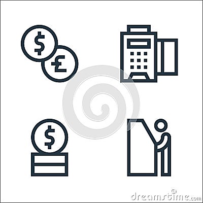 Payment line icons. linear set. quality vector line set such as atm, coin, edc Vector Illustration