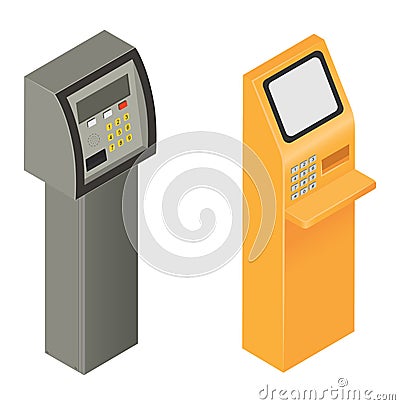 Payment machine vector pos banking terminal for credit card to pay atm bank system machining for paying cardreader in Vector Illustration