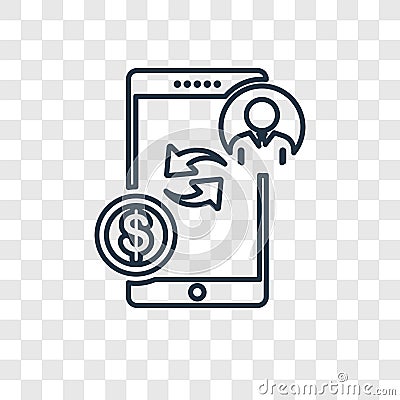 Payment method concept vector linear icon isolated on transparent background, Payment method concept transparency logo in outline Vector Illustration