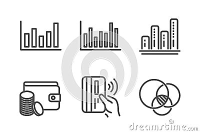 Payment method, Graph chart and Contactless payment icons set. Vector Vector Illustration