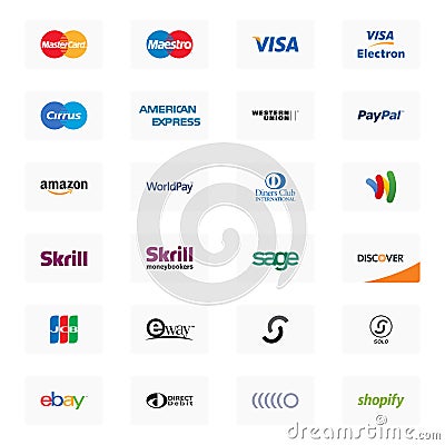 Payment method logos on a white background Vector Illustration