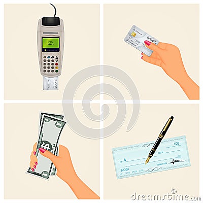 Payment methods Cartoon Illustration
