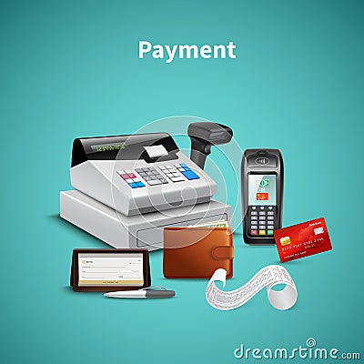 Payment Realistic Composition Vector Illustration