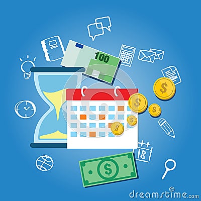 Payment schedule day calendar payday deadline money overdue Vector Illustration