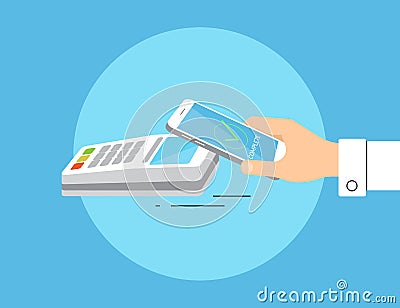 Payment by smartphone via nfc Vector Illustration