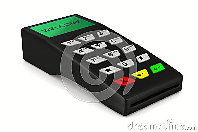 Payment terminal on white background Stock Photo