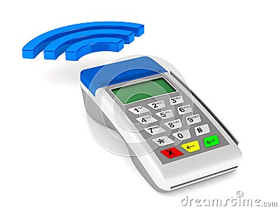 Payment terminal on white background Editorial Stock Photo