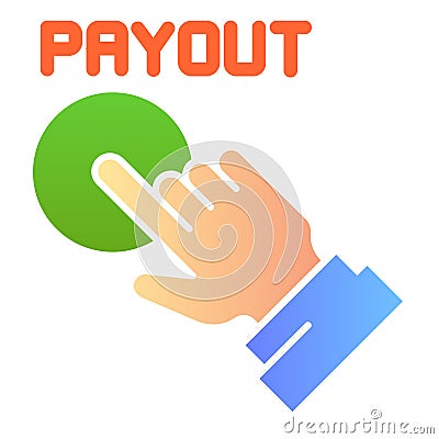 Payout button flat icon. Hand and pay button color icons in trendy flat style. Payment gradient style design, designed Vector Illustration