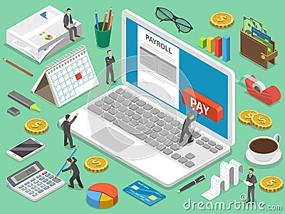 Payroll flat isometric vector concept. Vector Illustration