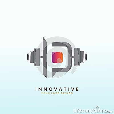 PB letter Fitness logo design. Dumbbell icon Vector logo design template Vector Illustration