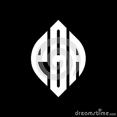 PBA circle letter logo design with circle and ellipse shape. PBA ellipse letters with typographic style. The three initials form a Vector Illustration